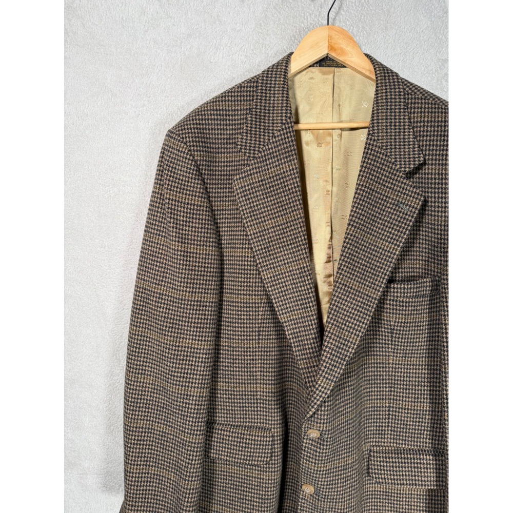 Tailors Row by Deansgate Mens 48L Brown Houndstooth Blazer Sport Coat USA Made - Picture 4 of 11